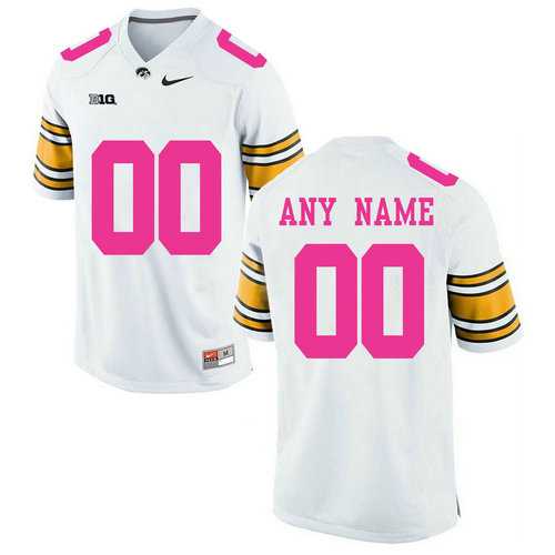 Men%27s Lowa Hawkeyes White Customized 2018 Breast Cancer Awareness College